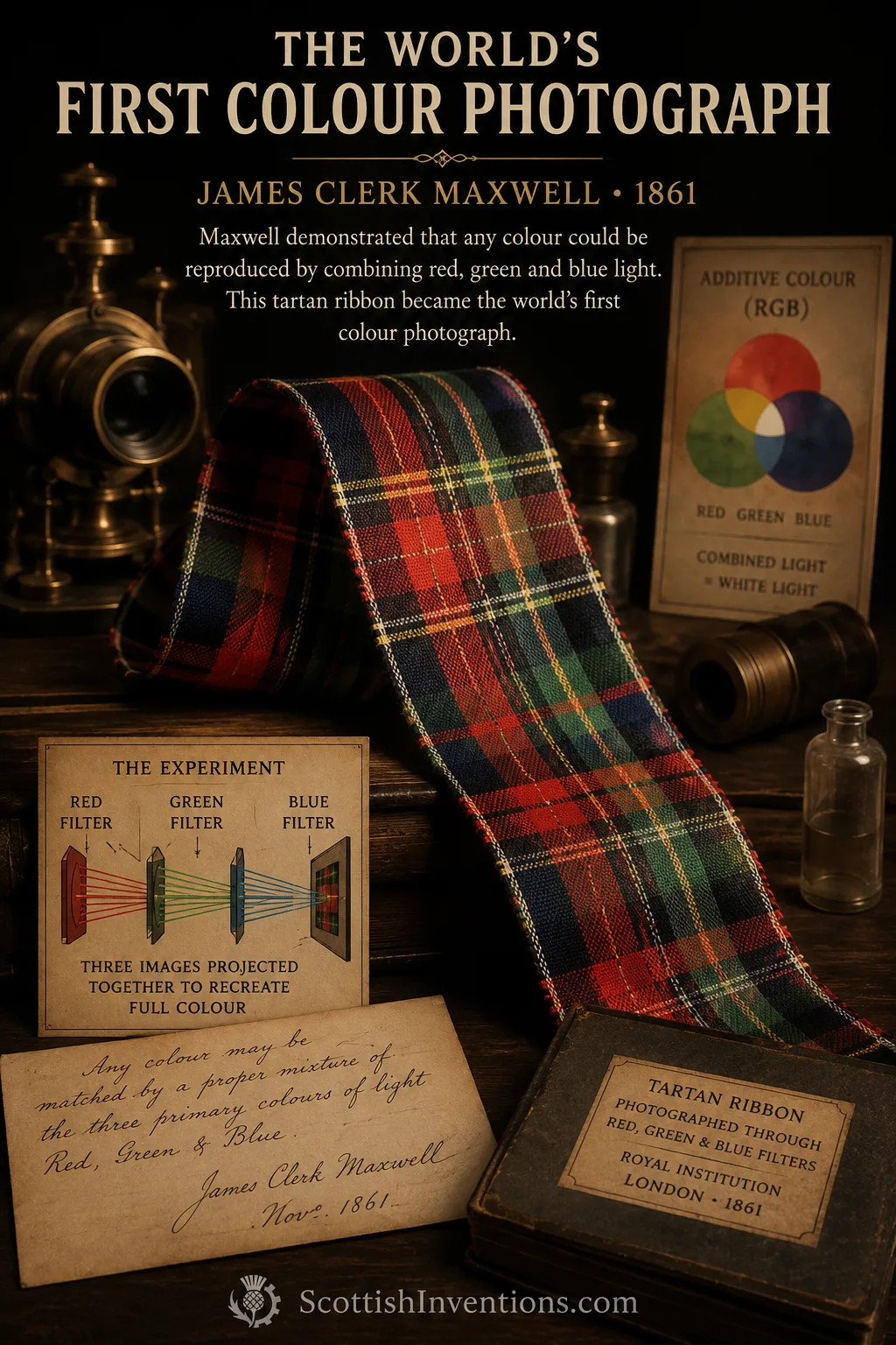 The tartan ribbon used in James Clerk Maxwell's 1861 colour photography experiment.