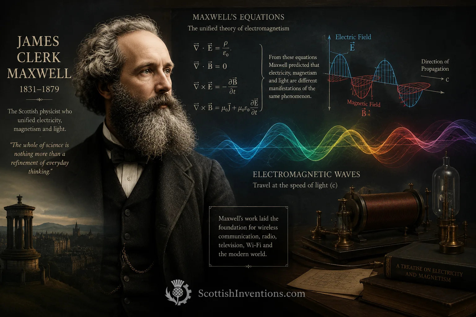 James Clerk Maxwell, Scottish physicist whose equations unified electricity, magnetism and light.