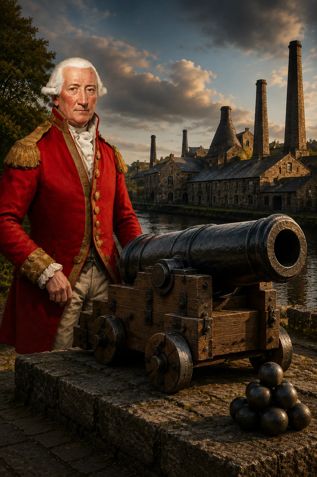 Historic carronade cannon displayed in Falkirk, Scotland, birthplace of the weapon.
