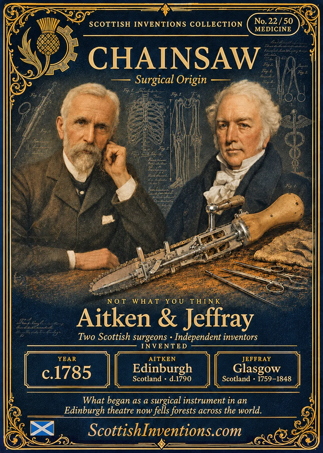 Chainsaw collectible card — Scottish Inventions Collection
