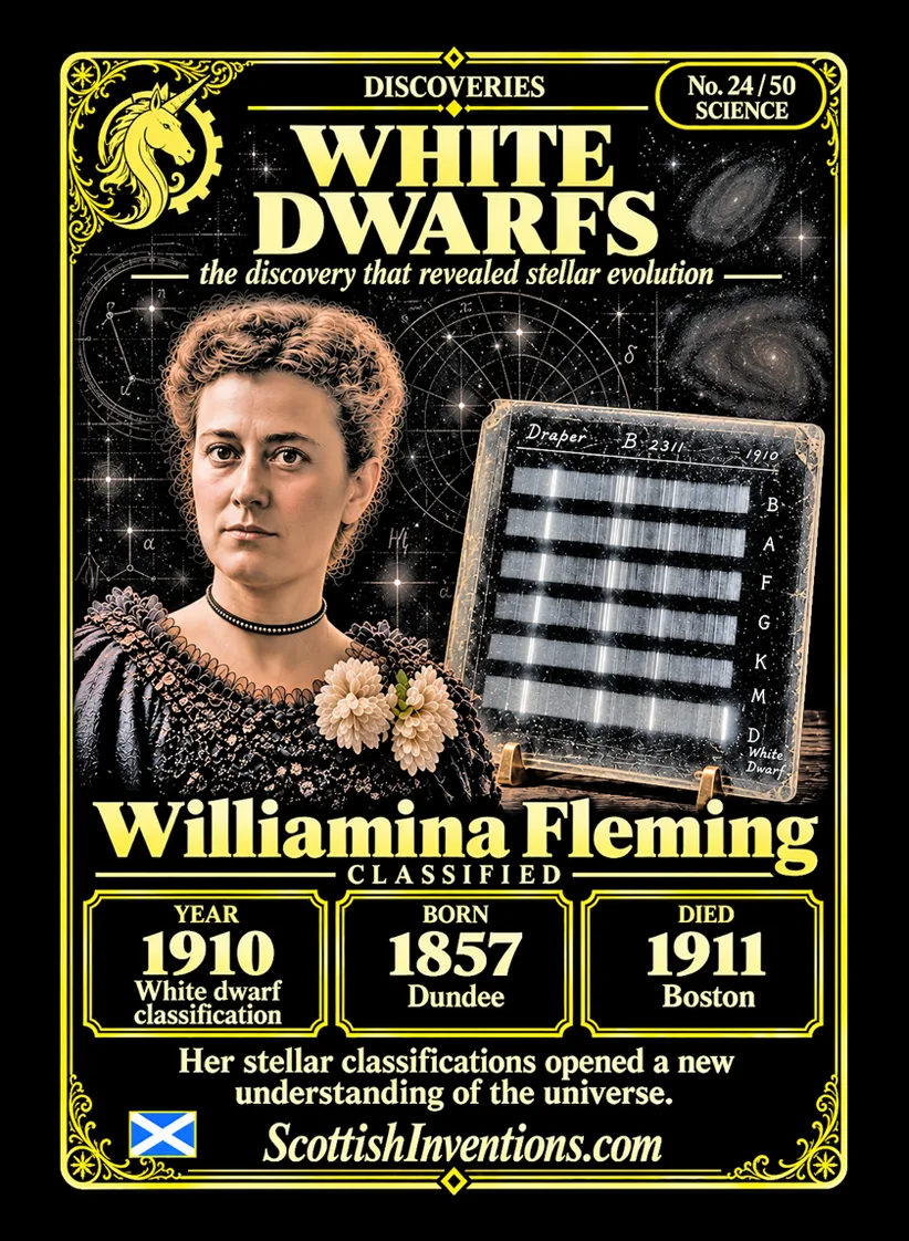 White Dwarfs collectible card — Scottish discoveries Collection