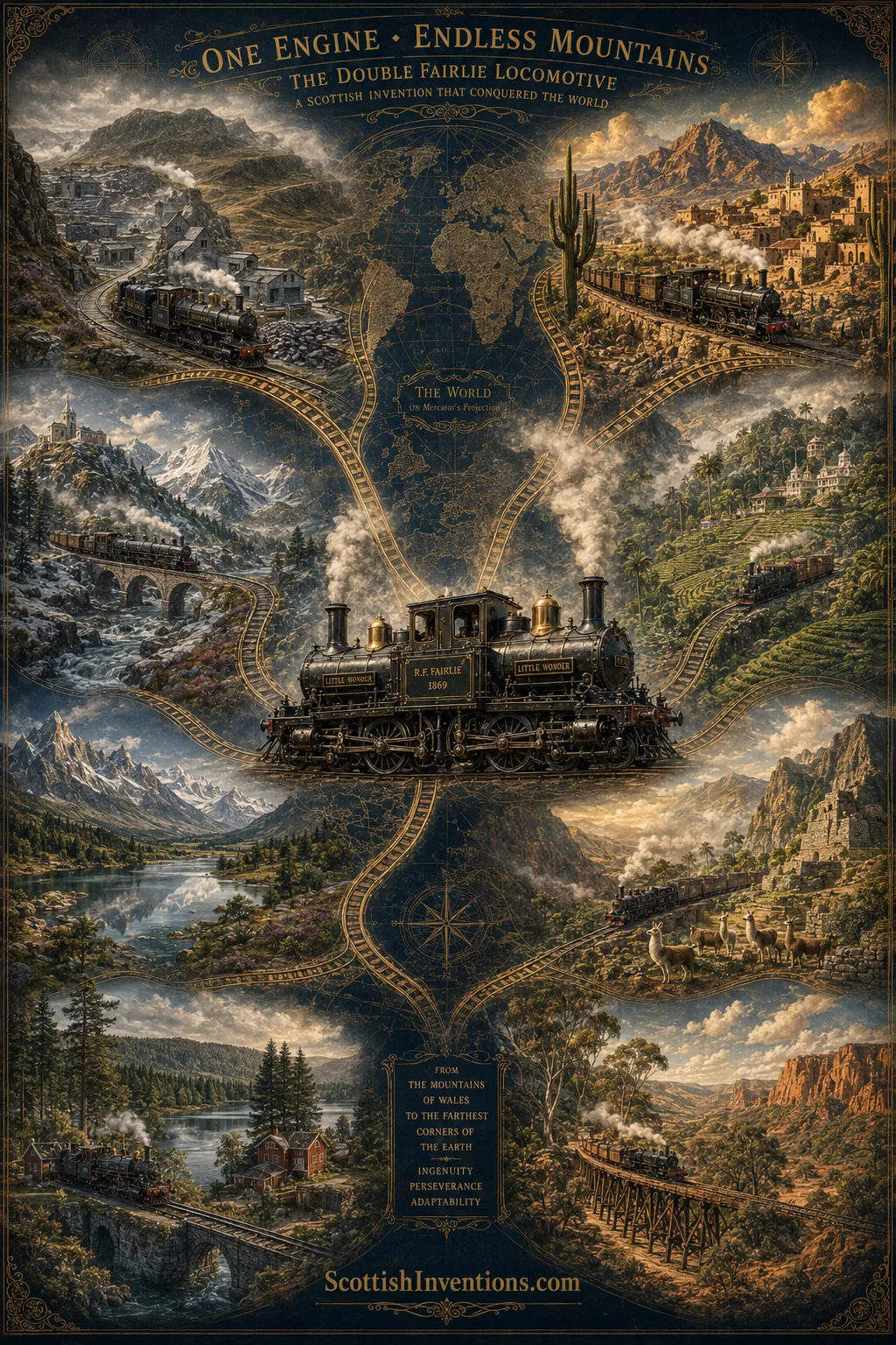 One Engine — Endless Mountains The Double Fairlie locomotive working across dramatically different mountain railways around the world.