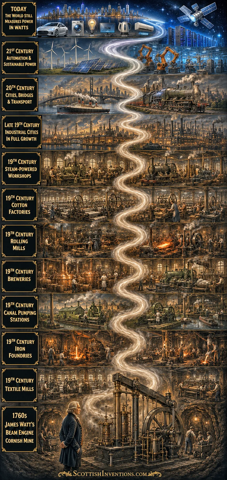 The Industrial Revolution Timeline Timeline showing the impact of James Watt's steam engine
