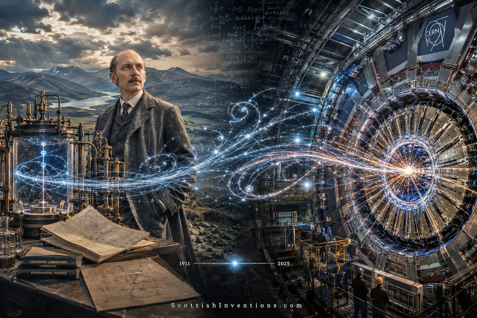C.T.R. Wilson's cloud chamber linked to modern particle physics experiments at CERN