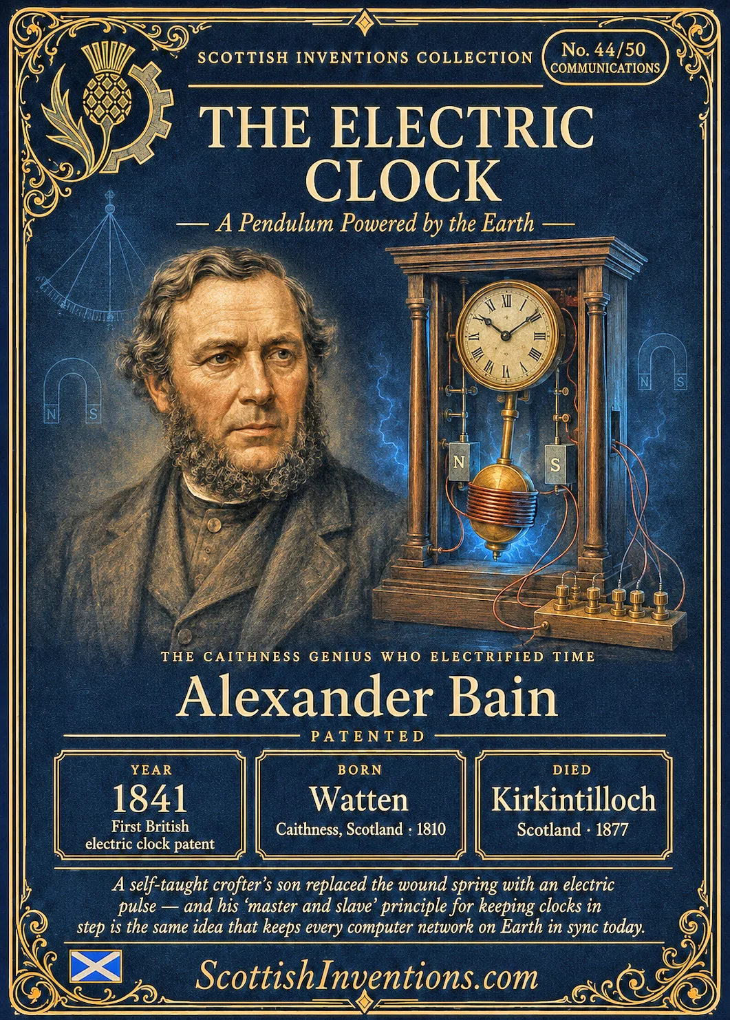 First Electric Clock collectible card — Scottish Inventions Collection