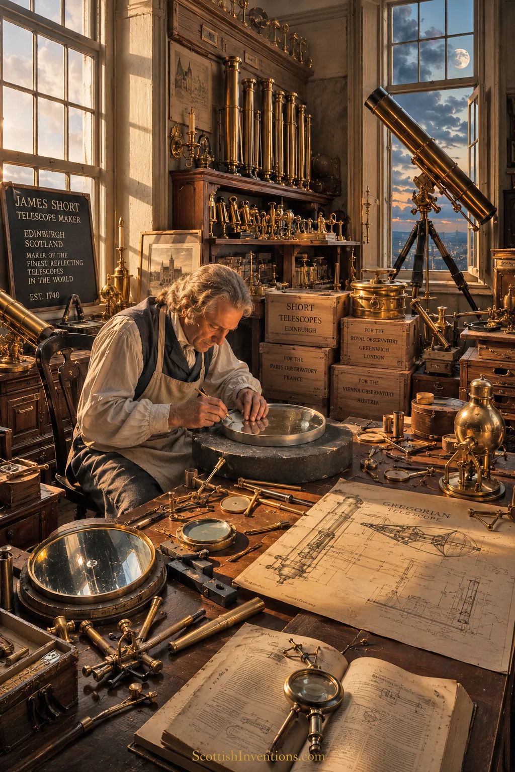 James Short handcrafting precision Gregorian reflecting telescopes in eighteenth-century Edinburgh