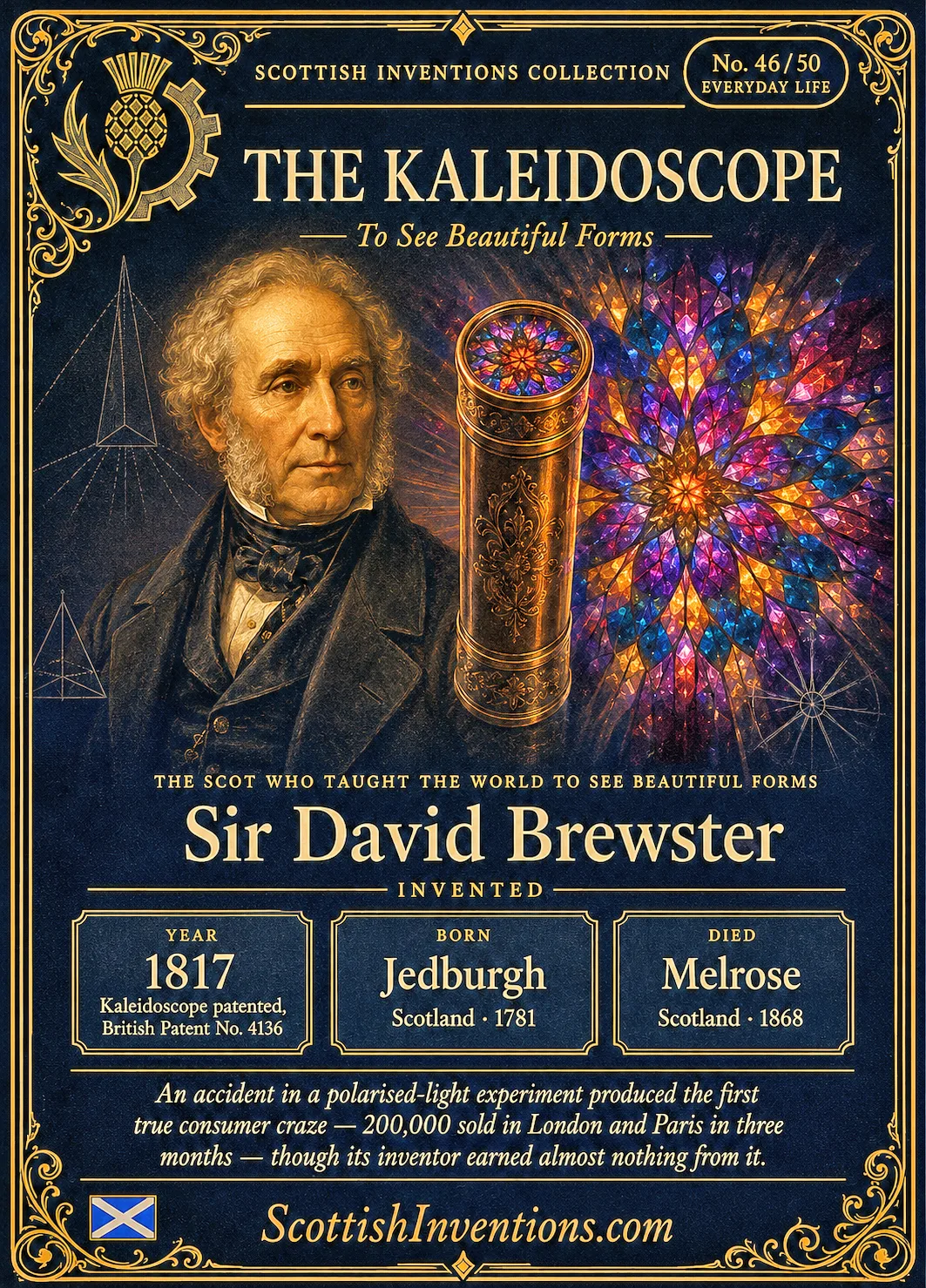 Kaleidoscope collectible card — Scottish Inventions Collection