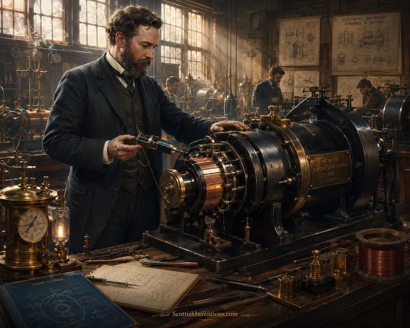 George Forbes and the Carbon Brush George Forbes, Scottish engineer and inventor of the Carbon Brush, surrounded by electric generators and the technologies his invention made possible.