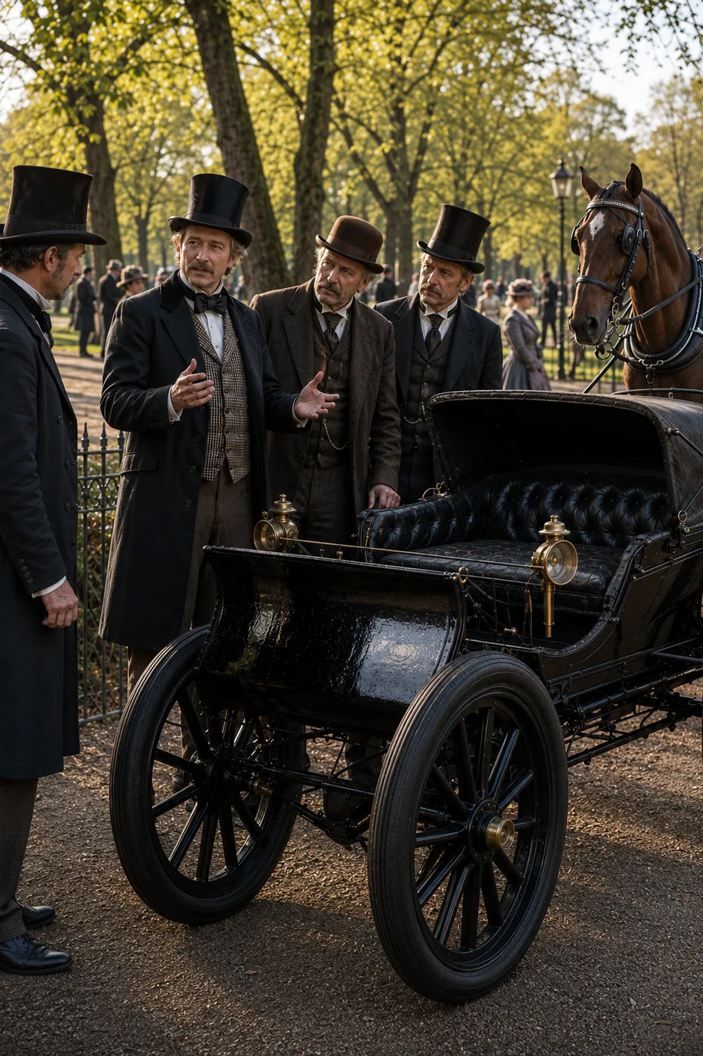 Robert William Thomson demonstrating the first pneumatic tyre in Regent's Park London 1847