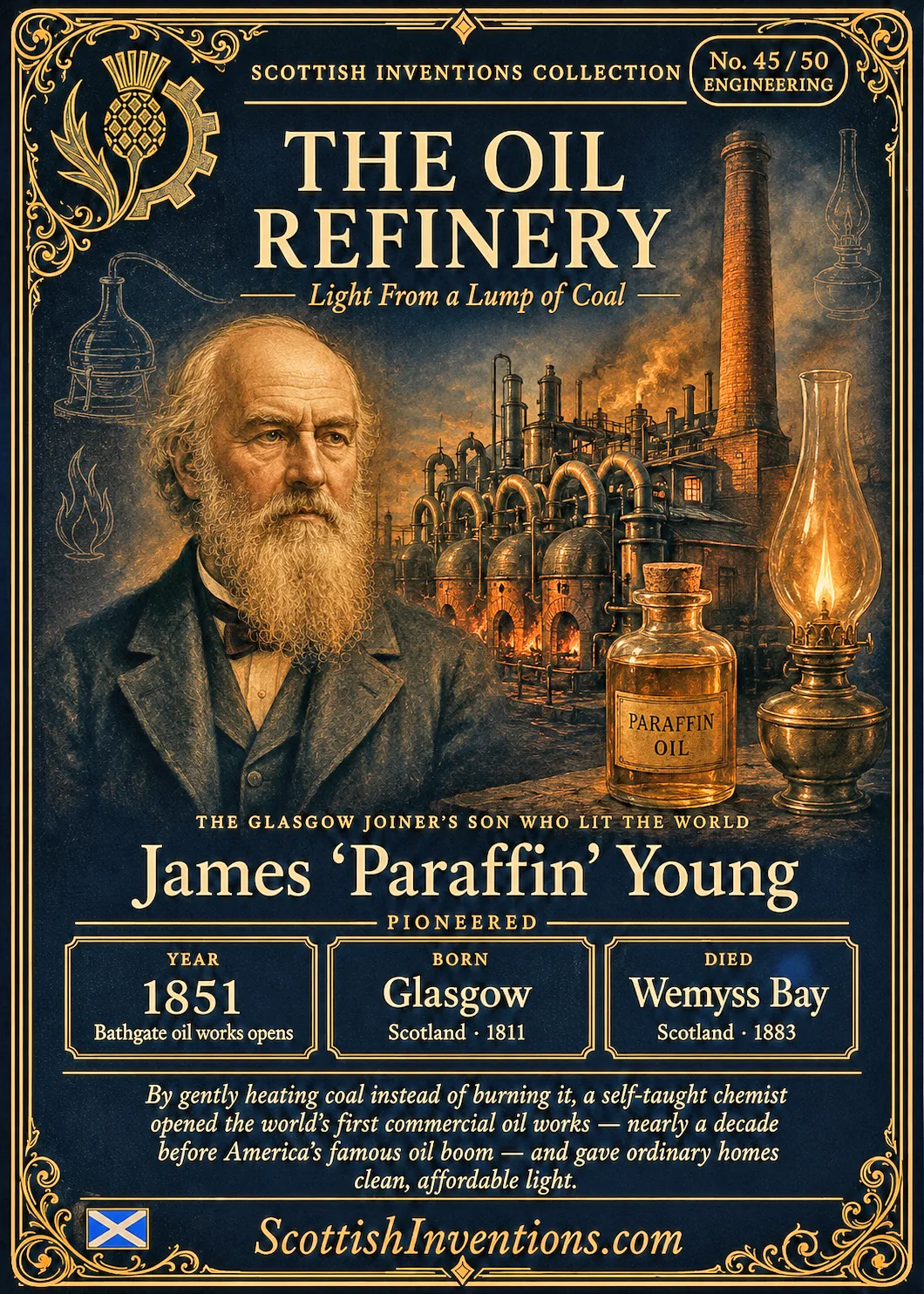 First Oil Refinery — Scottish Inventions Collection First Oil Refinery collectible card — Scottish Inventions Collection