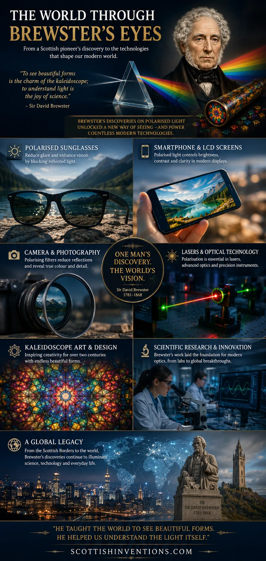 Modern technologies influenced by Sir David Brewster's discoveries in optics