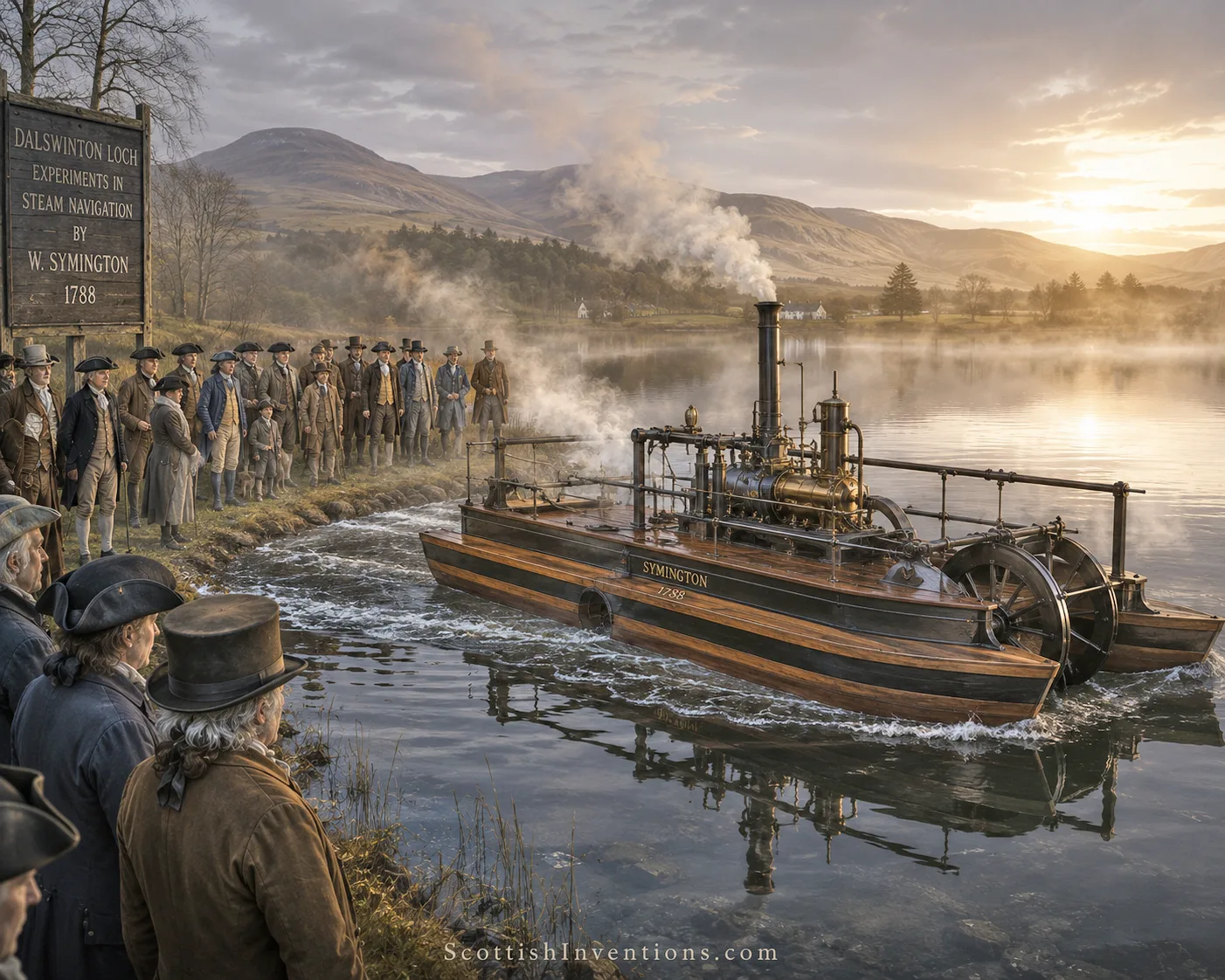 William Symington's early steam-powered boat trials on Dalswinton Loch in Scotland