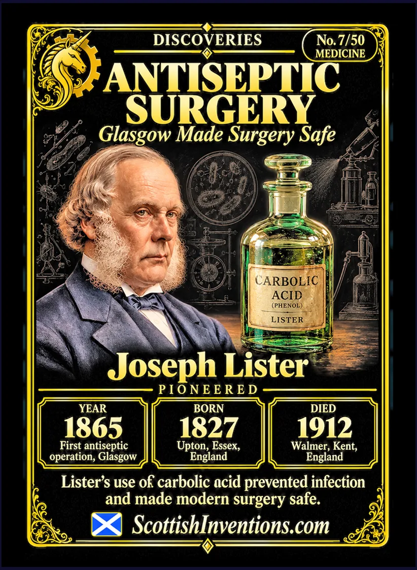 Antiseptic Surgery collectible card — Scottish discoveries Collection