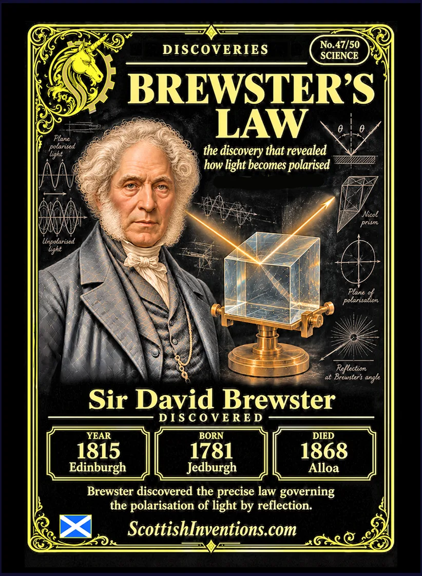 Brewster's Law collectible card — Scottish discoveries Collection