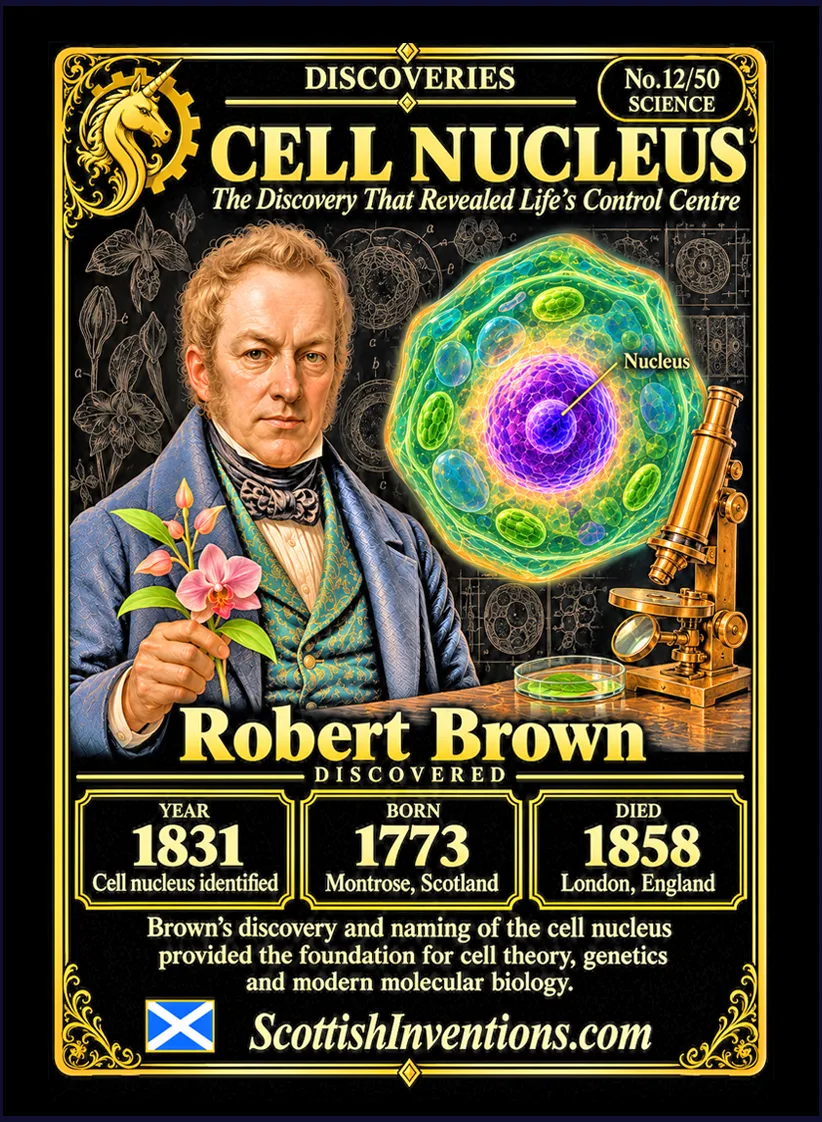 Cell Nucleus collectible card — Scottish discoveries Collection