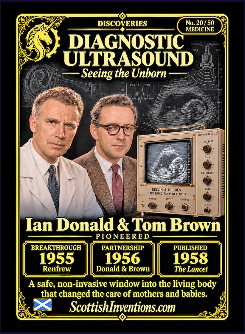 Diagnostic Ultrasound collectible card — Scottish discoveries Collection