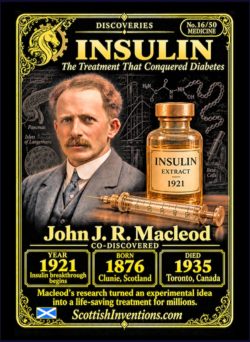 Insulin collectible card — Scottish discoveries Collection