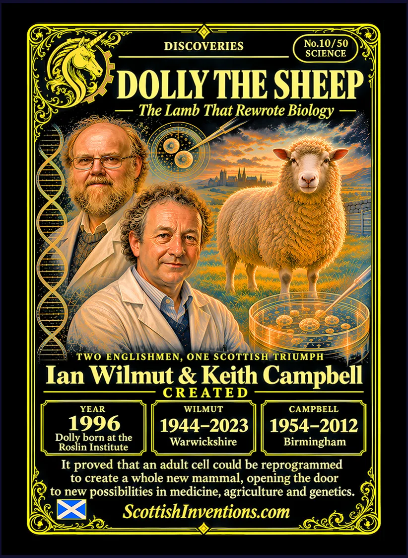 Dolly the Sheep collectible card — Scottish discoveries Collection