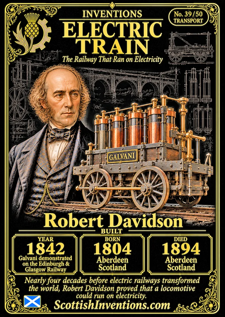 First Electric Locomotive collectible card — Scottish Inventions Collection