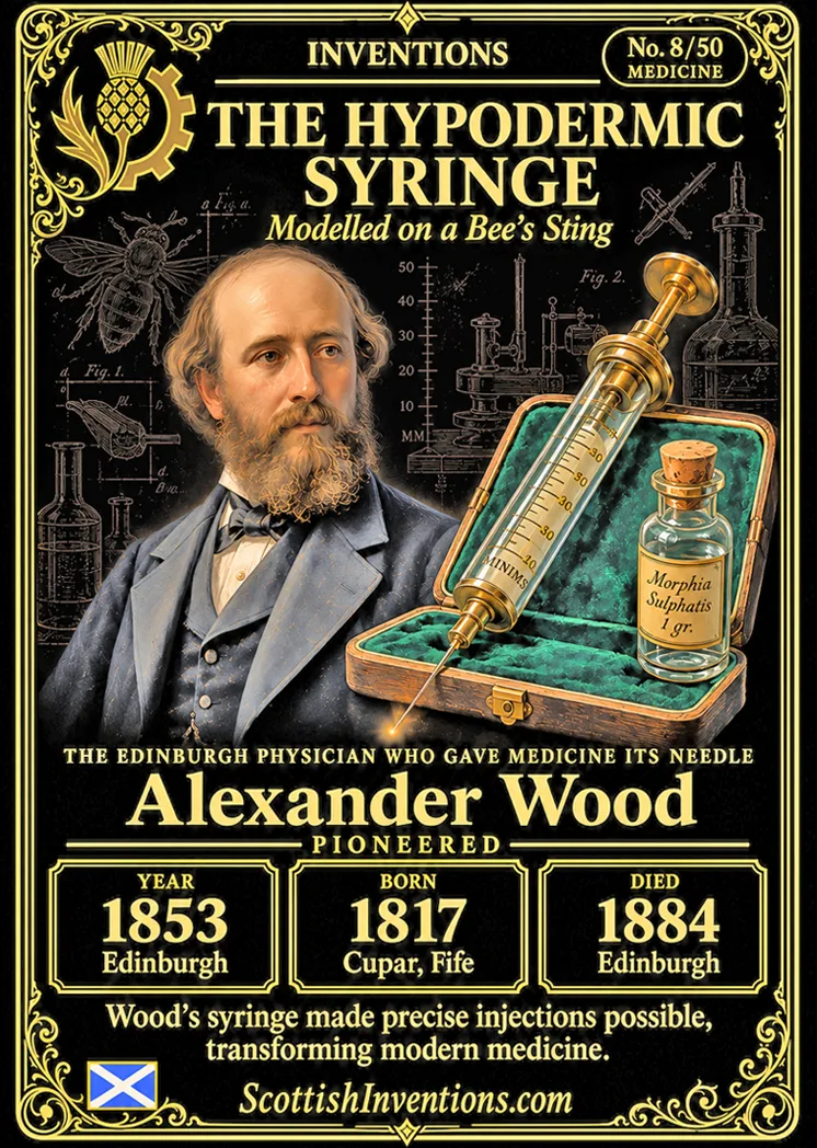 Hypodermic Syringe collectible card — Scottish Inventions Collection