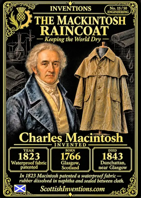 Mackintosh Raincoat collectible card — Scottish Inventions Collection