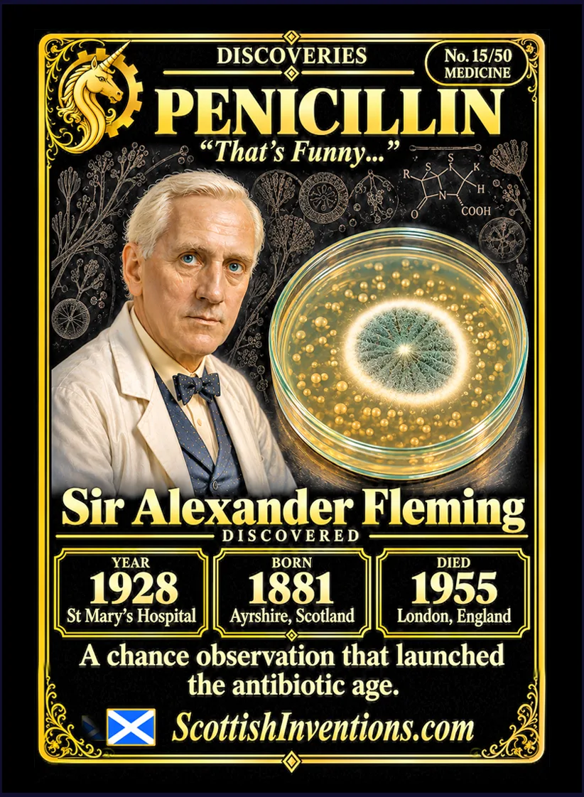 Penicillin collectible card — Scottish discoveries Collection
