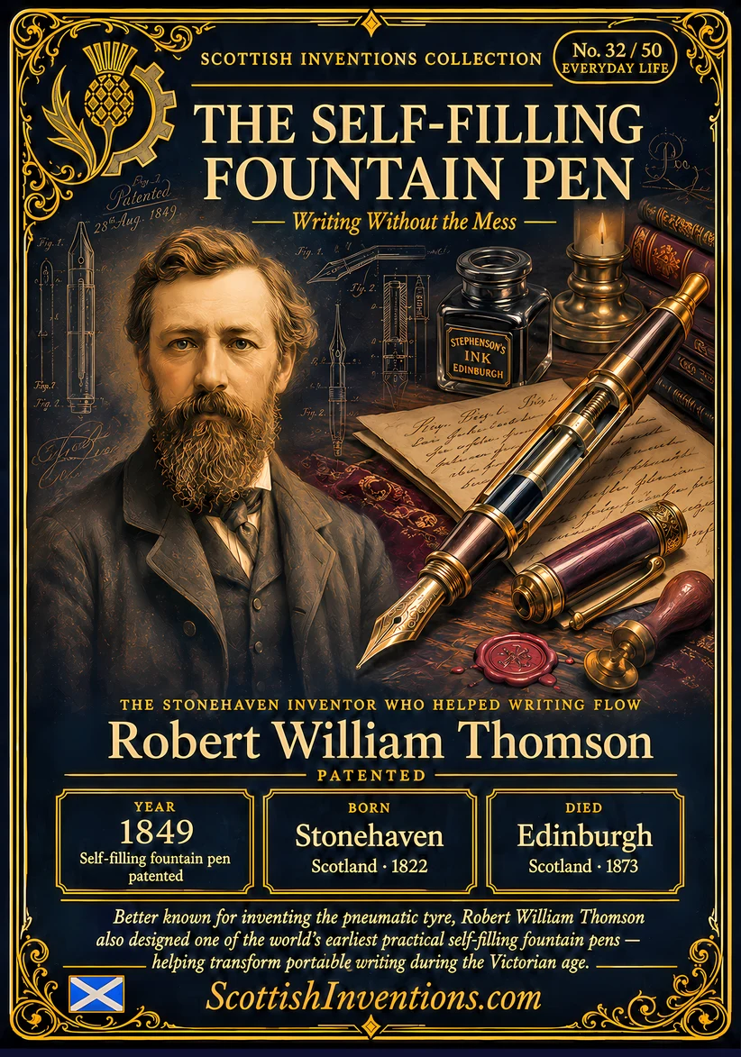 Self-Filling Fountain Pen collectible card — Scottish inventions Collection