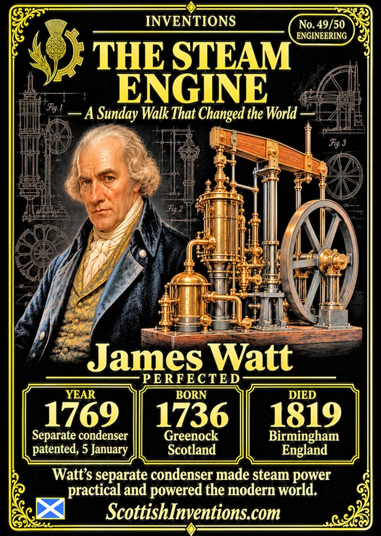 Watt Steam Engine — Scottish Inventions Collection Watt Steam Engine collectible card — Scottish Inventions Collection