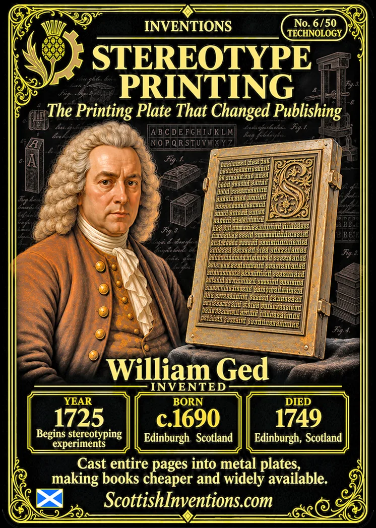 Stereotype Printing collectible card — Scottish Inventions Collection