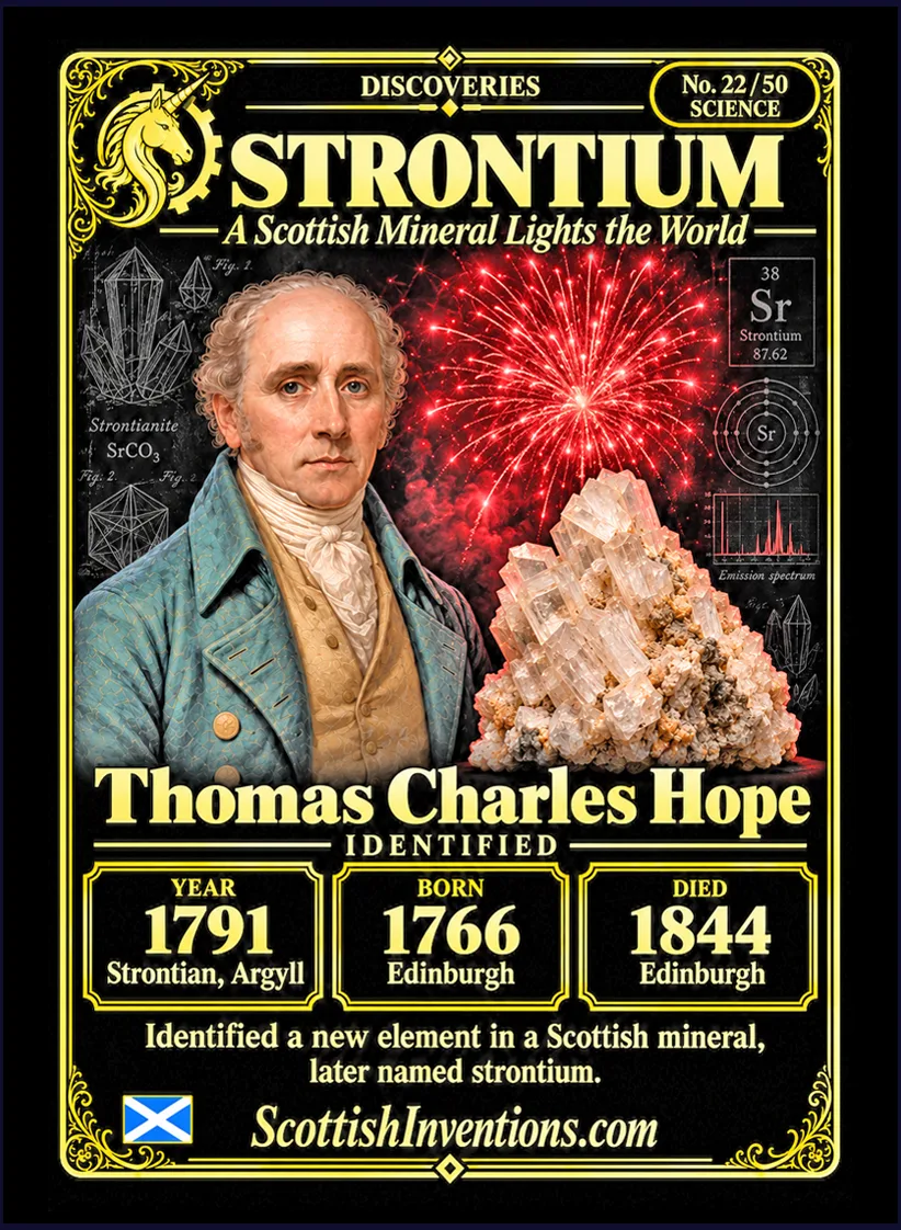 Strontium collectible card — Scottish discoveries Collection