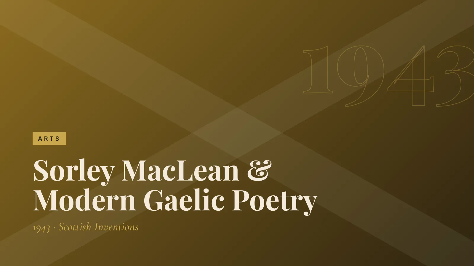 Arts: Sorley MacLean & Modern Gaelic Poetry